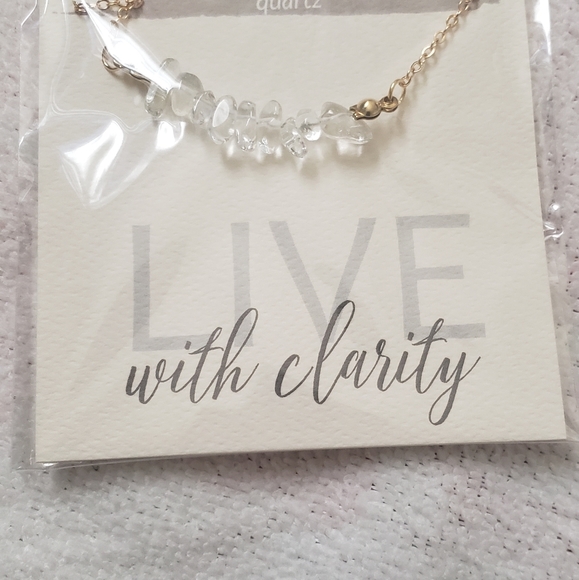 ***New Never Worn*** Live with Clarity Clear Quartz Stone Chip Necklace - Picture 2 of 3